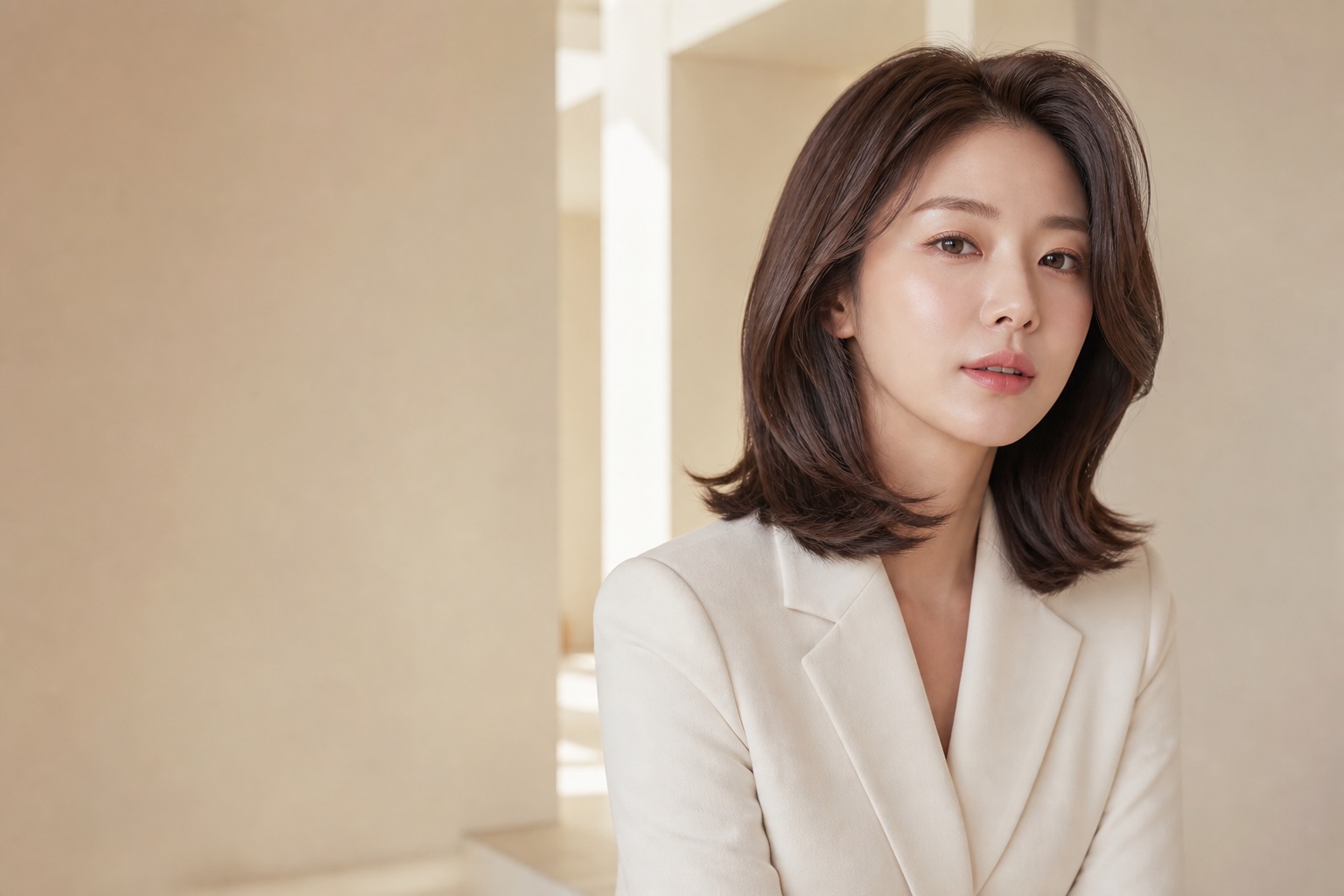 윤기나는 적갈색 머리로 자신의 스타일을 표현하는 자신감 넘치는 여성
